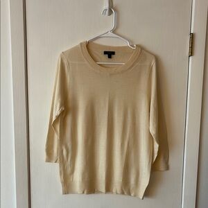 Cream 3/4 Sleeve Merino Wool Sweater